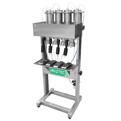دستگاه پرکن و بسته بندی ادکلن پنوماتیک 4 نازله نیمه اتوماتیک مدل F35